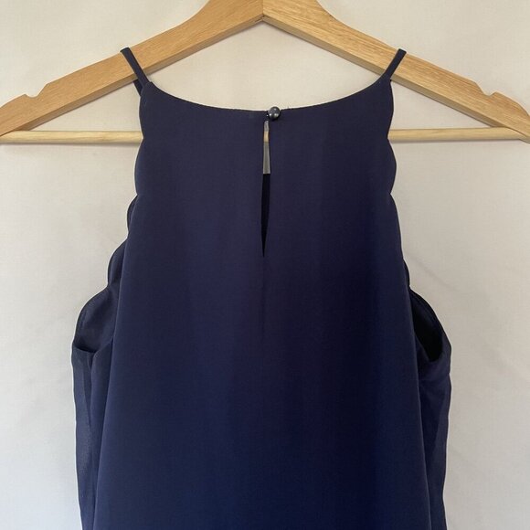 IN San Francisco Navy Blue Scalloped Sleeveless Dress S women's summer halter - Picture 8 of 8